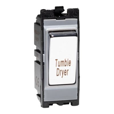 Varilight G201DC.TD Powergrid Module Chrome 20A 1-Way Double Pole Switch 'Tumble Dryer'