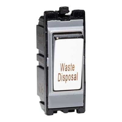 Varilight G201DC.WA Powergrid Module Chrome 20A 1-Way Double Pole Switch 'Waste Disposal'