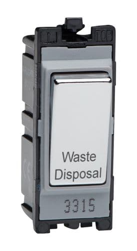 Varilight G201DC.WA Powergrid Module Chrome 20A 1-Way Double Pole Switch 'Waste Disposal'
