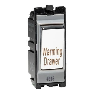 Varilight G201DC.WD Powergrid Module Chrome 20A 1-Way Double Pole Switch 'Warming Drawer'