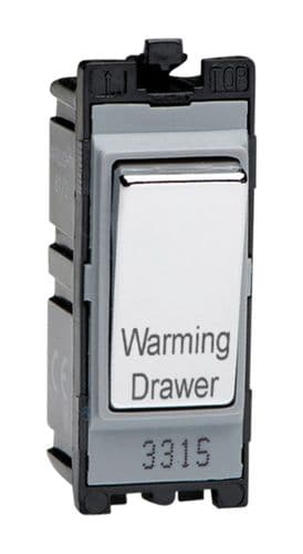 Varilight G201DC.WD Powergrid Module Chrome 20A 1-Way Double Pole Switch 'Warming Drawer'