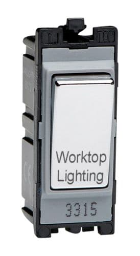 Varilight G201DC.WL Powergrid Module Chrome 20A 1-Way Double Pole Switch 'Worktop Lighting'