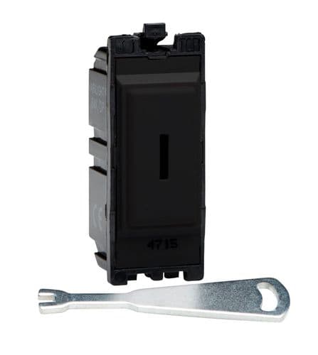Varilight G201DKB Powergrid Module Black 20A 1-Way Double Pole Key Switch