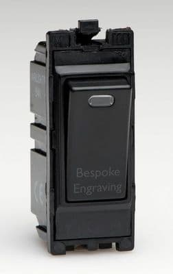 Varilight G201DNB.E PowerGrid Module Black 20A 1-Way Double Pole Switch + Neon Bespoke Engraving