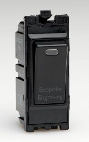 Varilight G201DNB.E PowerGrid Module Black 20A 1-Way Double Pole Switch + Neon Bespoke Engraving
