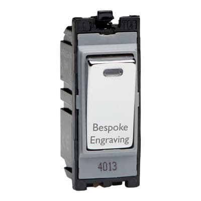 Varilight G201DNC.E PowerGrid Module Chrome 20A 1-Way Double Pole Switch + Neon Bespoke Engraving