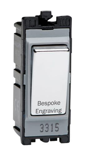 Varilight G201DNC.E PowerGrid Module Chrome 20A 1-Way Double Pole Switch + Neon Bespoke Engraving
