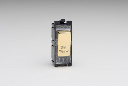 Varilight G201DV.DW PowerGrid Brass 20A 1-Way Double Pole Switch 'Dishwasher'