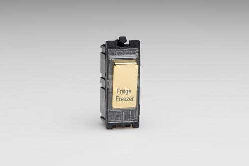 Varilight G201DV.FF PowerGrid Module Brass 20A 1-Way Double Pole Switch 'Fridge Freezer'