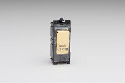 Varilight G201DV.WA PowerGrid Module Brass 20A 1-Way Double Pole Switch 'Waste Disposal'