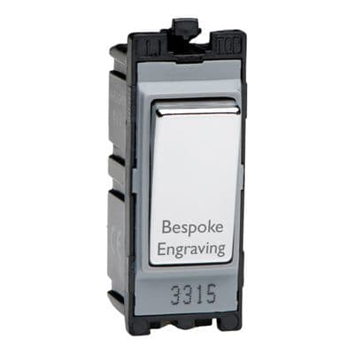 Varilight G202SC.E PowerGrid Module Chrome 20A 2 Way Single Pole Switch Bespoke Engraving