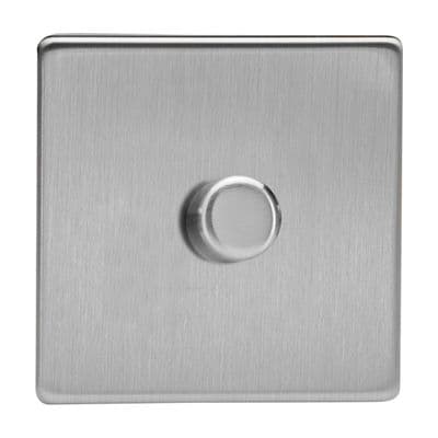 Varilight HDS3S Screwless Brushed Steel 1 Gang 2-Way Push-On/Off Dimmer 60-400W V-Dim