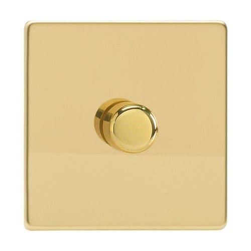 Varilight HDV3S Screwless Polished Brass 1 Gang 2-Way Push-On/Off Dimmer 60-400W V-Dim