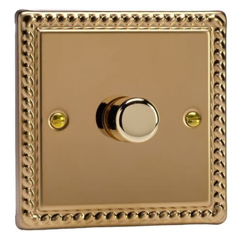 Varilight HG3 Georgian Polished Brass 1 Gang 2-Way Push-On/Off Dimmer 60-400W V-Dim