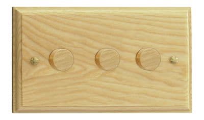 Varilight HK43A Kilnwood Ash 3 Gang 2-Way Push On/Off Dimmer 40-250W V-Dim