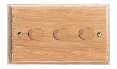 Varilight HK43LO Kilnwood Limed Oak 3 Gang 2-Way Push On/Off Dimmer 40-250W V-Dim