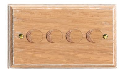 Varilight HK44LO Kilnwood Limed Oak 4 Gang 2-Way Push-On/Off Dimmer 40-250W V-Dim