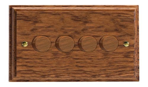 Varilight HK44MO Kilnwood Medium Oak 4 Gang 2-Way Push-On/Off Dimmer 40-250W V-Dim