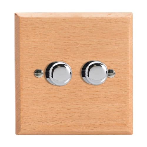 Varilight HK4BE Kilnwood Scandic Beech 2 Gang 2-Way Push-On/Off Dimmer 40-250W V-Dim
