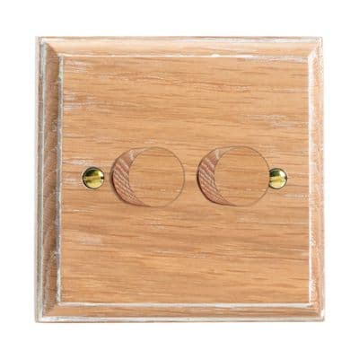 Varilight HK4LO Kilnwood Limed Oak 2 Gang 2-Way Push-On/Off Dimmer 40-250W V-Dim