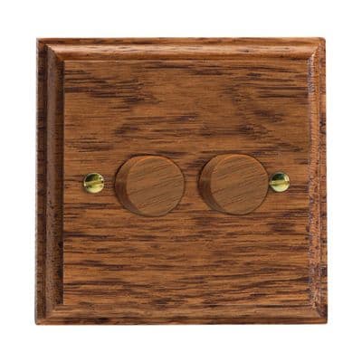 Varilight HK4MO Kilnwood Medium Oak 2 Gang 2-Way Push-On/Off Dimmer 40-250W V-Dim