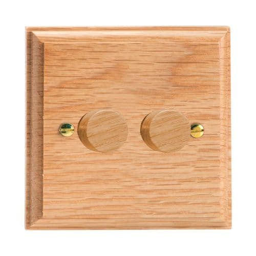 Varilight HK4O Kilnwood Oak 2 Gang 2-Way Push-On/Off Dimmer 40-250W V-Dim