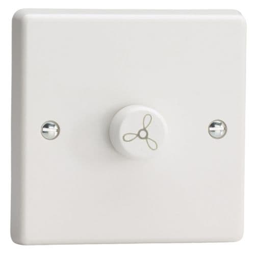 Varilight HQ10W White Plastic 1 Gang 1-Way Rotary Fan Regulator 40-250W