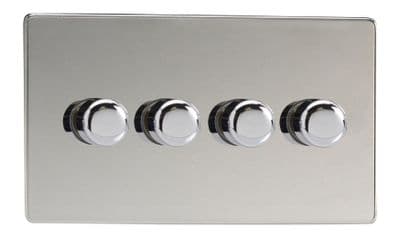 Varilight JDCDP254S Screwless Polished Chrome 4 Gang 2-Way Push-On/Off LED Dimmer 0-120W V-Pro