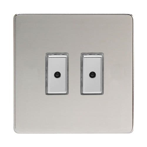 Varilight JDCE102S Screwless Polished Chrome 2 Gang V-Pro Remote/Touch Master LED Dimmer 0-100W
