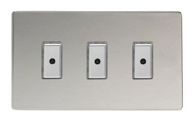 Varilight JDCE103S Screwless Polished Chrome 3 Gang V-Pro Remote/Touch Master LED Dimmer 0-100W