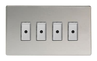 Varilight JDCE104S Screwless Polished Chrome 4 Gang V-Pro Remote/Touch Master LED Dimmer 0-100W