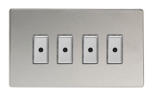 Varilight JDCE104S Screwless Polished Chrome 4 Gang V-Pro Remote/Touch Master LED Dimmer 0-100W