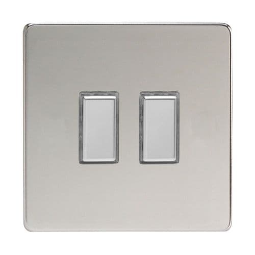 Varilight JDCES002S Screwless Polished Chrome 2 Gang Touch Dimming Slave (use with V-Pro Master)