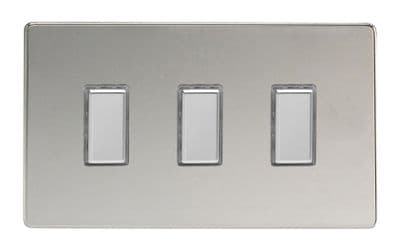 Varilight JDCES003S Screwless Polished Chrome 3 Gang Touch Dimming Slave (use with V-Pro Master)