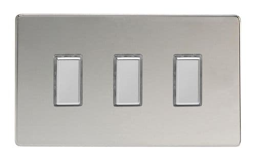 Varilight JDCES003S Screwless Polished Chrome 3 Gang Touch Dimming Slave (use with V-Pro Master)