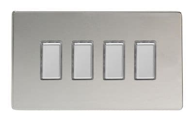 Varilight JDCES004S Screwless Polished Chrome 4 Gang Touch Dimming Slave (use with V-Pro Master)