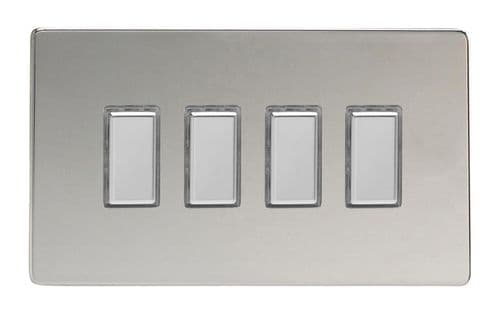 Varilight JDCES004S Screwless Polished Chrome 4 Gang Touch Dimming Slave (use with V-Pro Master)