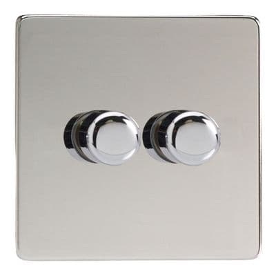 Varilight JDCM102S Screwless Polished Chrome 2 Gang V-Pro Multi-Way Master LED Dimmer 120W