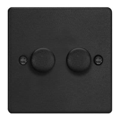 Varilight JDEM102.MB Essential Matt Black 2 Gang V-Pro Multi-Way Master LED Dimmer 120W
