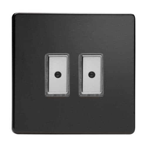 Varilight JDLE102S Screwless Premium Black 2 Gang V-Pro Remote/Touch Master LED Dimmer 0-100W