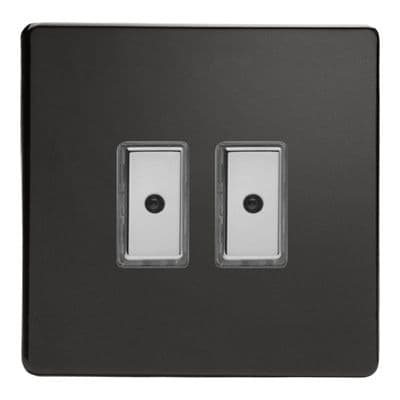 Varilight JDLE102S Screwless Premium Black 2 Gang V-Pro Remote/Touch Master LED Dimmer 0-100W