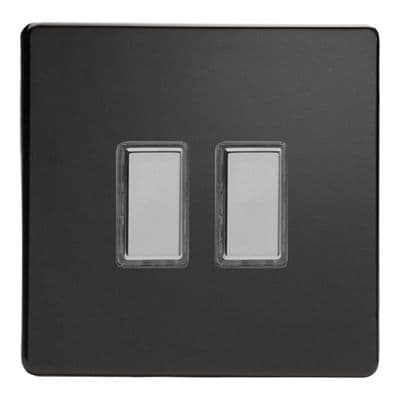 Varilight JDLES002S Screwless Premium Black 2 Gang Touch Dimming Slave (use with V-Pro Master)