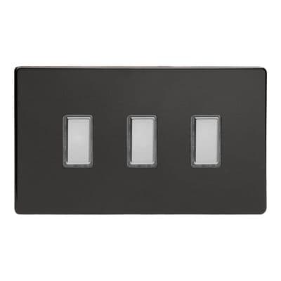 Varilight JDLES003S Screwless Premium Black 3 Gang Touch Dimming Slave (use with V-Pro Master)