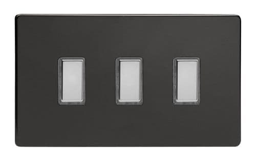 Varilight JDLES003S Screwless Premium Black 3 Gang Touch Dimming Slave (use with V-Pro Master)