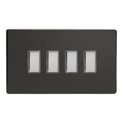 Varilight JDLES004S Screwless Premium Black 4 Gang Touch Dimming Slave (use with V-Pro Master)