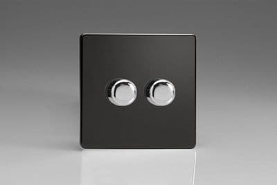 Varilight JDLM102S Screwless Premium Black 2 Gang V-Pro Multi-Way Master LED Dimmer 120W