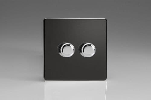Varilight JDLM102S Screwless Premium Black 2 Gang V-Pro Multi-Way Master LED Dimmer 120W