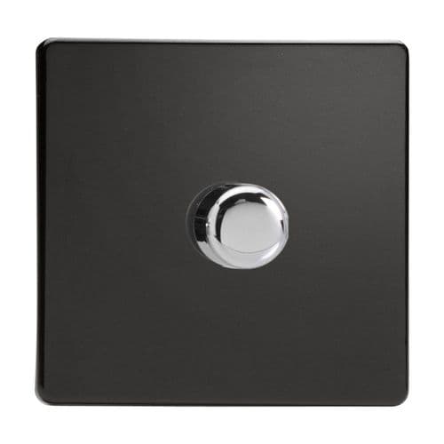 Varilight JDLP401S Screwless Premium Black 1 Gang 2-Way Push-On/Off LED Dimmer 0-120W V-Pro