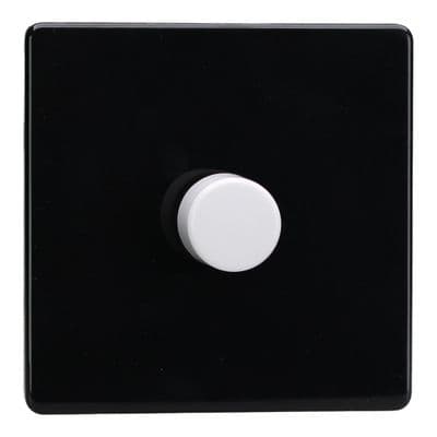 Varilight JDLP401WS Screwless Premium Black 1 Gang 2W V-Pro Push On/Off Rotary LED Dimmer 120W