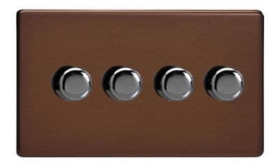 Varilight JDMDP254S Screwless Mocha 4 Gang 2-Way Push-On/Off LED Dimmer 0-120W V-Pro